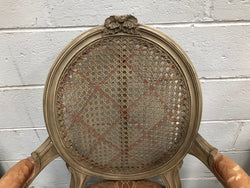 Pair Of French Louis XV Style Cane Back and Upholstered Seat Fauteuils | Antique & Vintage | Moonee Ponds Antiques | Australia Wide Delivery