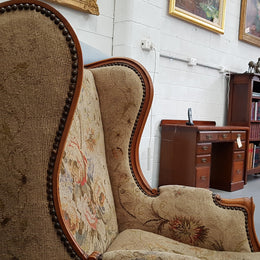 French Wing Back Tapestry Arm Chair