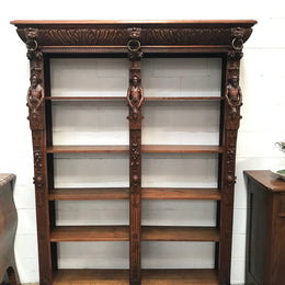 Antique 19th Century French Beautifully Carved Open Bookcase