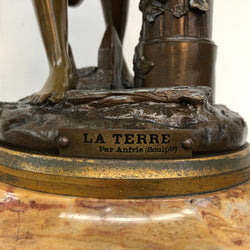 Rare "Adolphe Mougin", Figural Clock ‘La Terre‘ with World Globe | Antique & Vintage | Moonee Ponds Antiques | Australia Wide Delivery