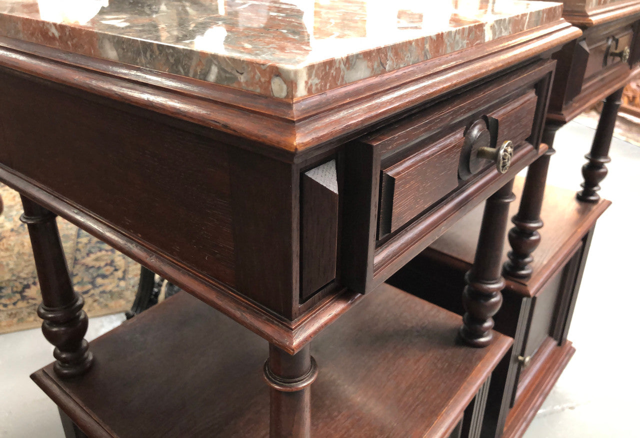 Beautiful Pair of French Dark Oak Bedsides | Antique & Vintage | Moonee Ponds Antiques | Australia Wide Delivery