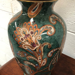 A Lovely Hand-painted Table Lamp With White Shade