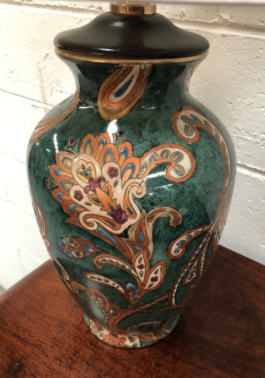 A Lovely Hand-painted Table Lamp With White Shade | Antique & Vintage | Moonee Ponds Antiques | Australia Wide Delivery