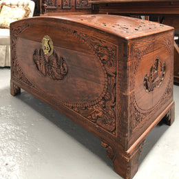 Antique Chinese Carved Camphor Wood Chest
