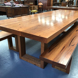 Industrial Style Dining Table and Bench Seats