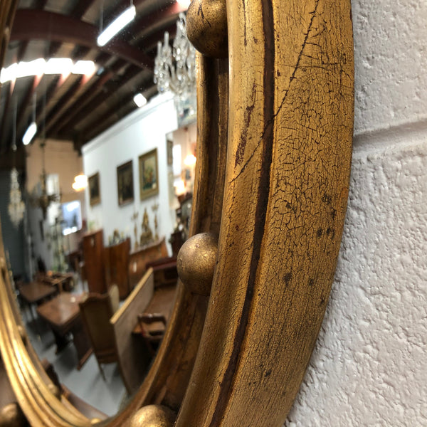 Rare Wooden Framed Convex Mirror