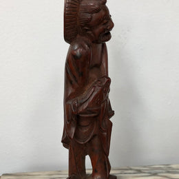 Vintage Chinese carved rosewood figure on wooden stand. In good original condition.