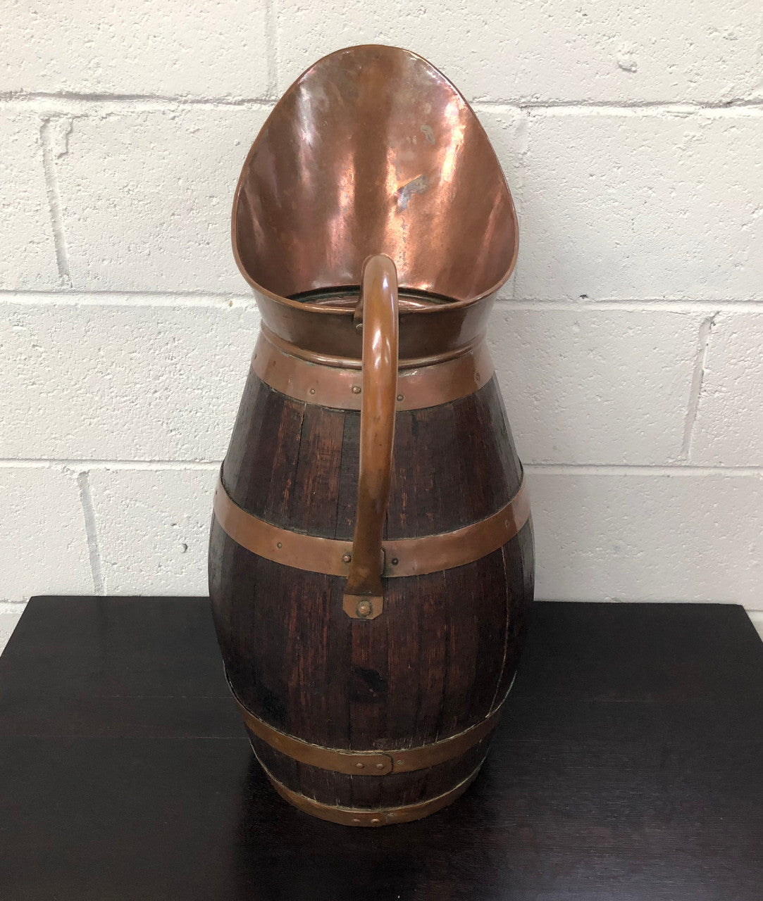French Oak coopered with copper large jug. In good original condition.