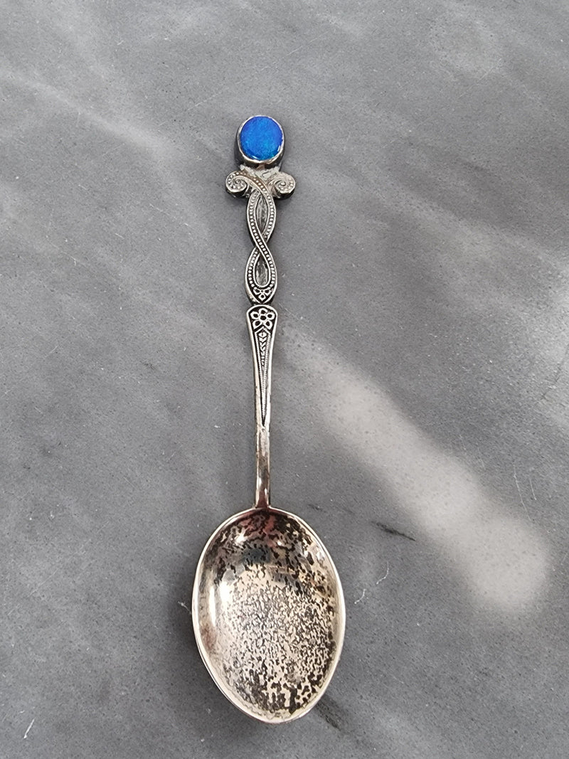 "Prouds" Australian Silver Arts and Crafts Opal spoon. In good original condition, please view photos as it helps form part of the description.