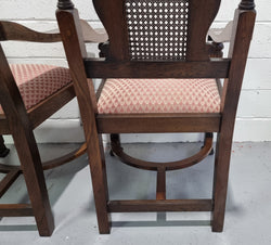 Pair Oak Jacobean Revival Carver Chairs with Cane Back | Antique & Vintage | Moonee Ponds Antiques | Australia Wide Delivery