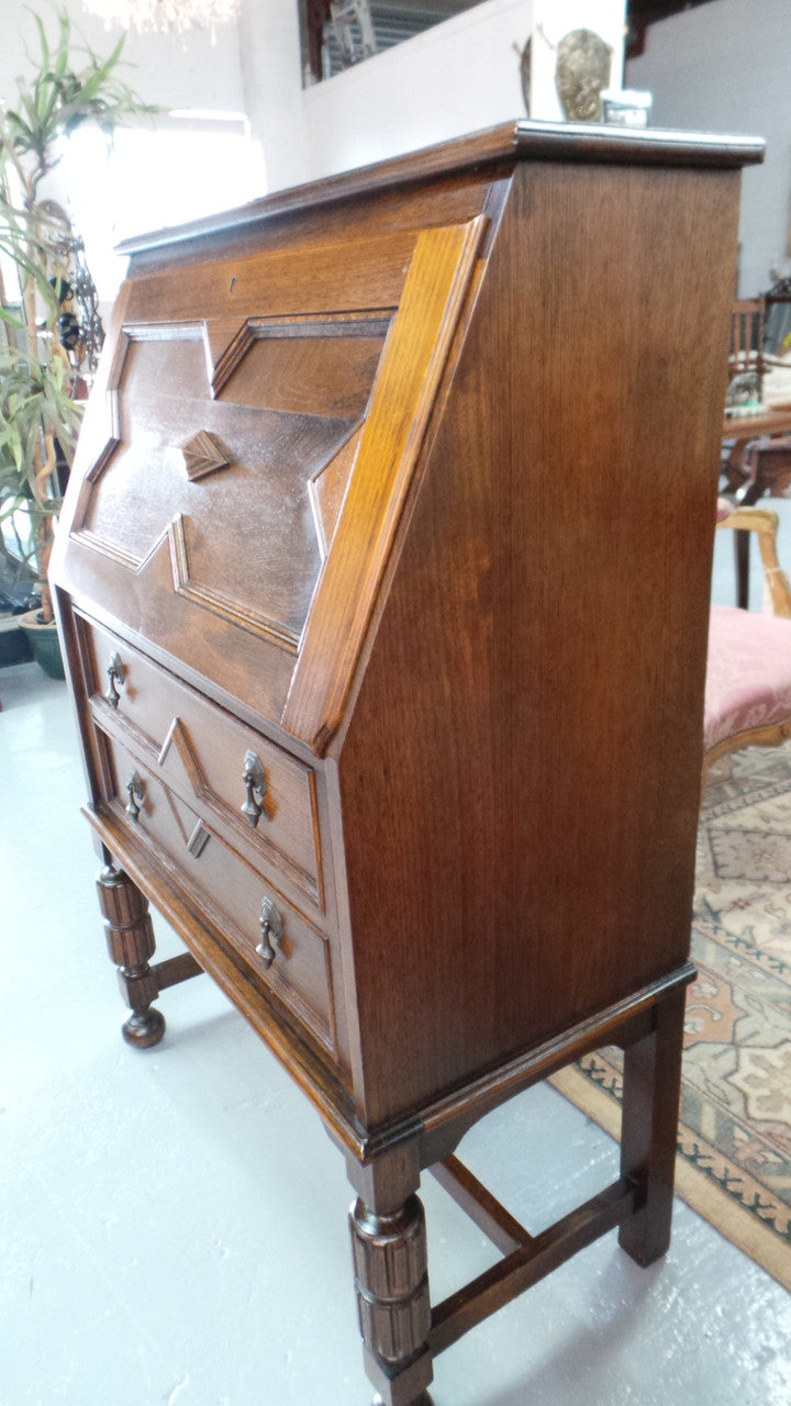 Oak Tudor Style Drop-down Bureau