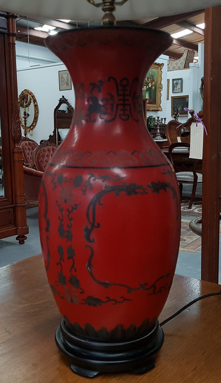 Chinese Lacquered Table Lamp