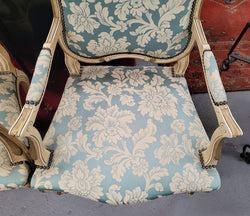 Pair of French Upholstered Louis XV Style Painted Armchairs | Antique & Vintage | Moonee Ponds Antiques | Australia Wide Delivery