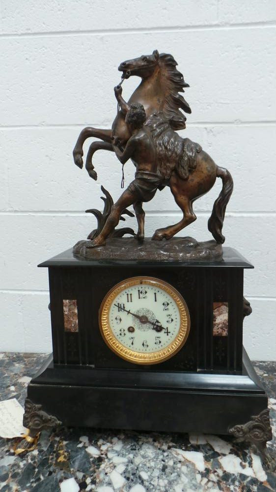 French Clock With A Marly Horse | Antique & Vintage | Moonee Ponds Antiques | Australia Wide Delivery