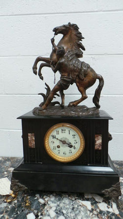 French Clock With A Marly Horse | Antique & Vintage | Moonee Ponds Antiques | Australia Wide Delivery