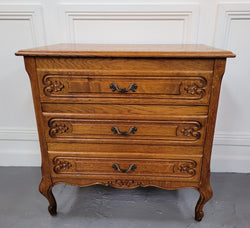 Vintage French Light Oak Louis XV Style Chest of Three Drawers | Antique & Vintage | Moonee Ponds Antiques | Australia Wide Delivery