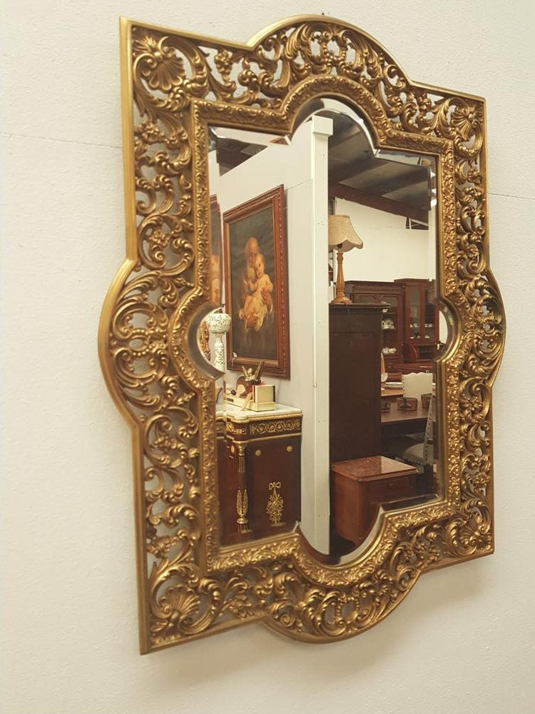 Highly Decorative Antique Solid Brass Bevelled Mirror | Antique & Vintage | Moonee Ponds Antiques | Australia Wide Delivery