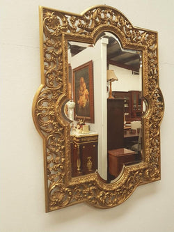 Highly Decorative Antique Solid Brass Bevelled Mirror | Antique & Vintage | Moonee Ponds Antiques | Australia Wide Delivery