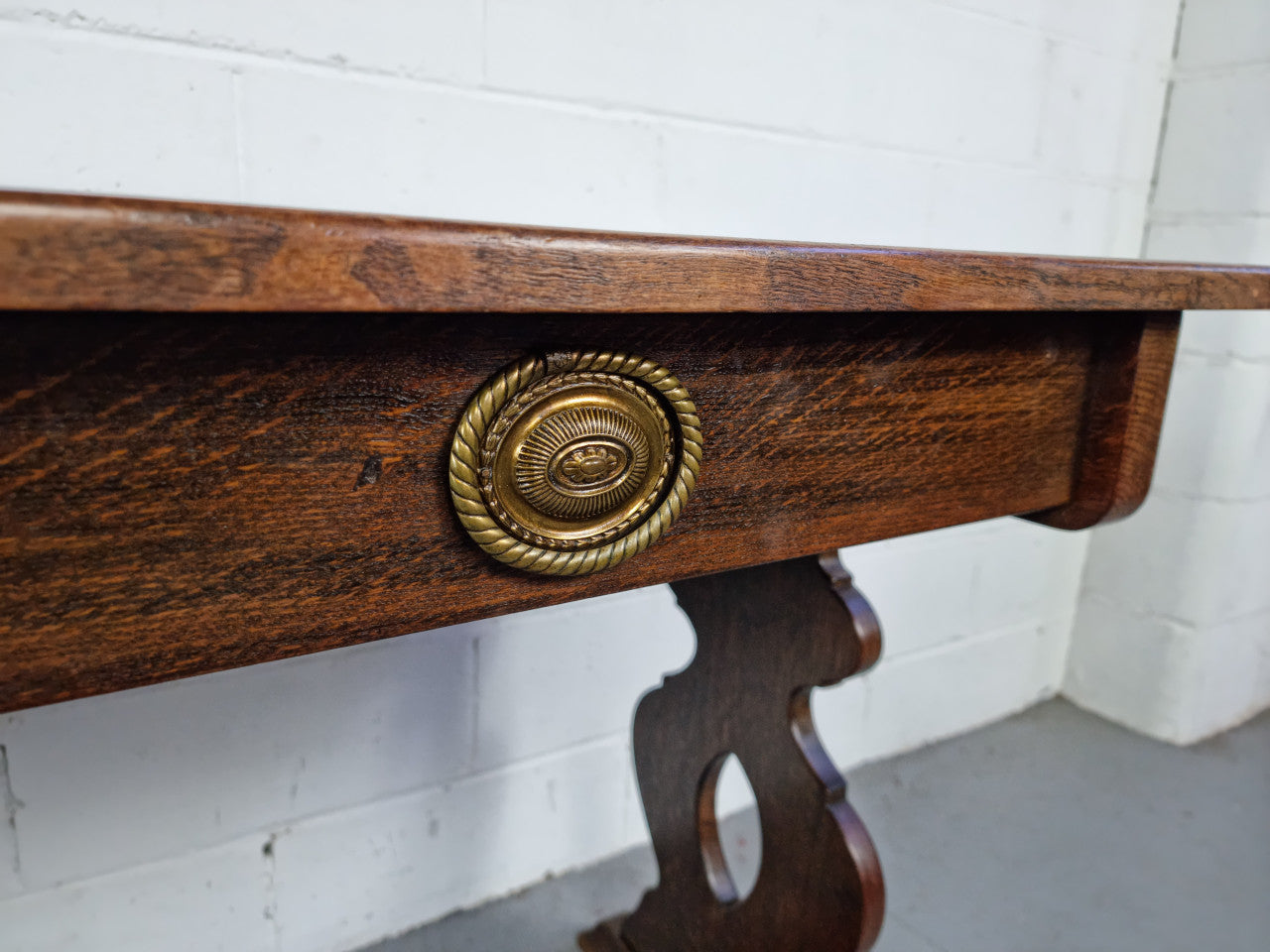French Dark Oak Two Drawer Desk or Console Table | Antique & Vintage | Moonee Ponds Antiques | Australia Wide Delivery