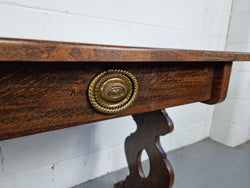 French Dark Oak Two Drawer Desk or Console Table | Antique & Vintage | Moonee Ponds Antiques | Australia Wide Delivery