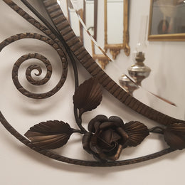 French Art Deco Wrought Iron Wall Mirror