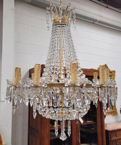 Fine French Empire Basket Shaped Crystal Chandelier | Antique & Vintage | Moonee Ponds Antiques | Australia Wide Delivery