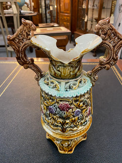 Victorian Majolica Glazed Double Handled Dragons Vase | Antique & Vintage | Moonee Ponds Antiques | Australia Wide Delivery