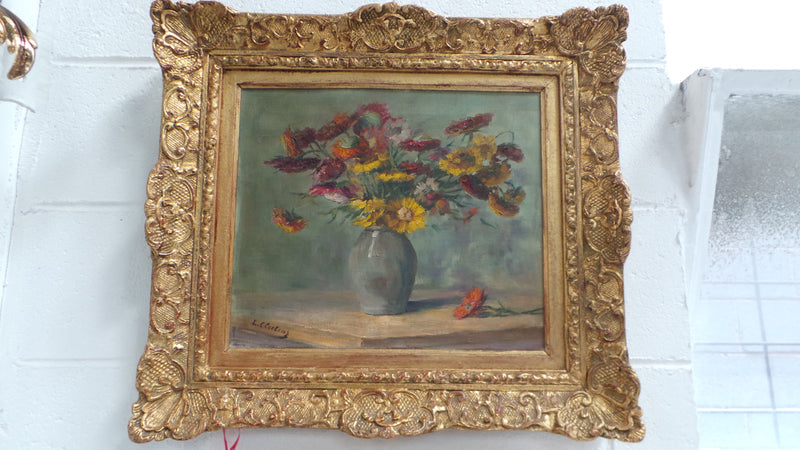 Absolutely Beautiful Antique French Floral Oil Painting