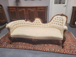 Upholstered Victorian Walnut Double Ended Chaise Lounge | Antique & Vintage | Moonee Ponds Antiques | Australia Wide Delivery