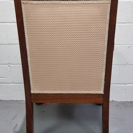 Australian Fiddleback Blackwood upholstered armchair with queen anne legs. In good original condition.