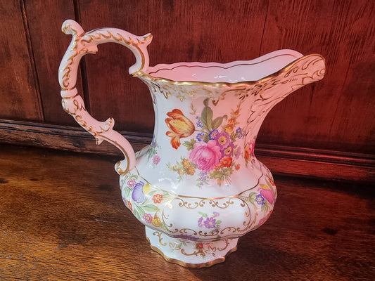 Hammersley England “Dresden Sprays” footed jug. Beautifully sculptured and decorated with gold detail.