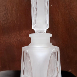 Charming Intaglio Glass Vintage Perfume Bottle and Stopper.