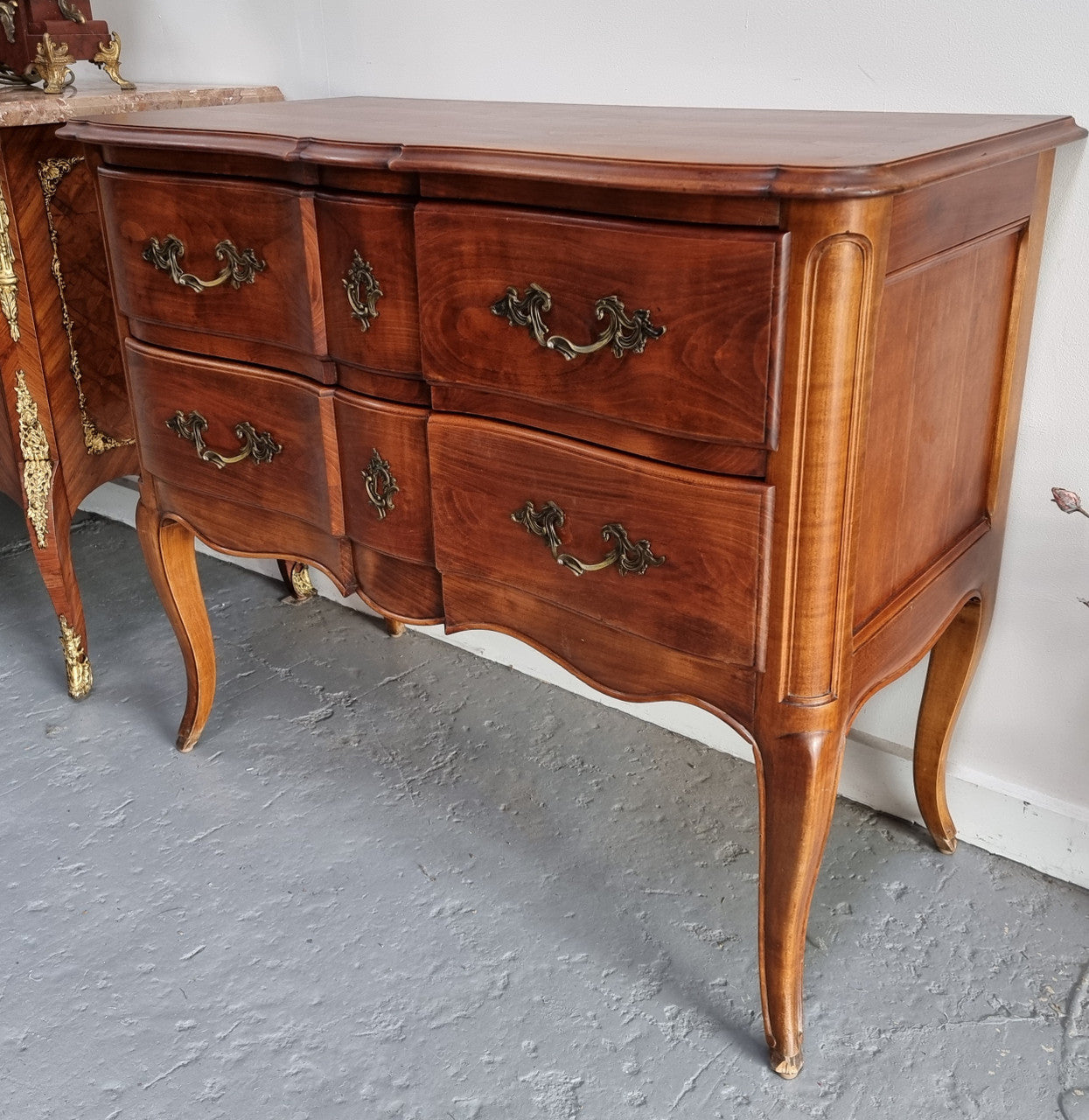 Elegant French Louis XV Style Cherrywood Commode with Two Drawers | Antique & Vintage | Moonee Ponds Antiques | Australia Wide Delivery