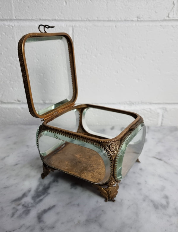Antique French beveled glass vitrine casket "large size". In good original condition, please view photos as they help form part of the description.