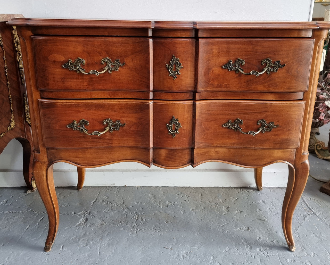Elegant French Louis XV Style Cherrywood Commode with Two Drawers | Antique & Vintage | Moonee Ponds Antiques | Australia Wide Delivery