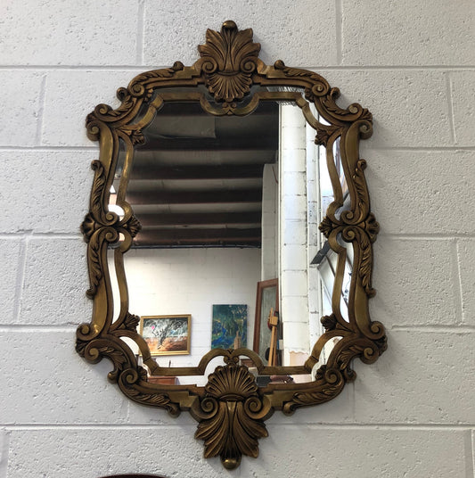 Ornate French Style Gilt Mirror Beveled Edge Glass