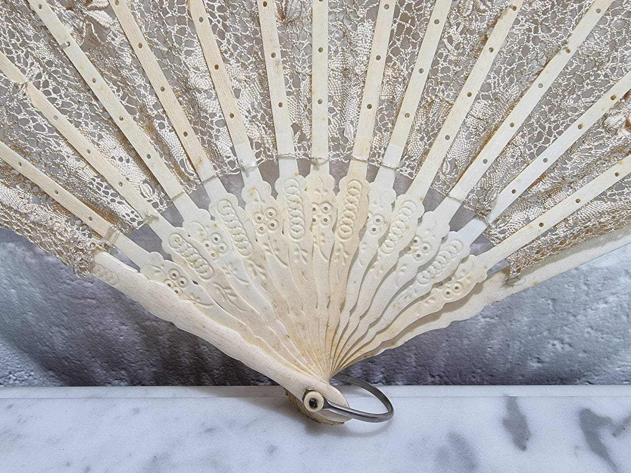 Edwardian Bone and Lace Fan | Antique & Vintage | Moonee Ponds Antiques | Australia Wide Delivery
