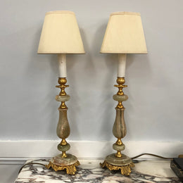 Pair of Vintage Onyx and Marble lamp bases
