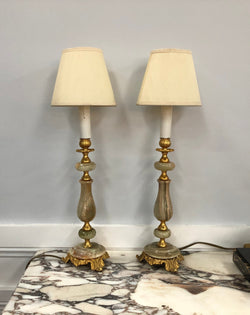 Pair of Vintage Onyx And Marble Lamp Bases | Antique & Vintage | Moonee Ponds Antiques | Australia Wide Delivery