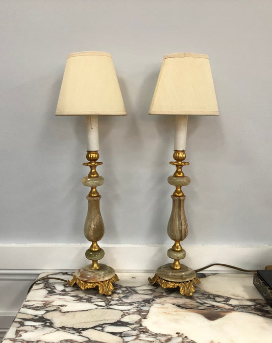 Pair of Vintage Onyx and Marble lamp bases