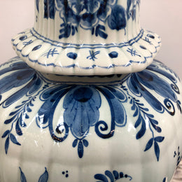 Stunning Dutch Delftware lidded vase