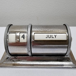 Art Deco Chrome Desk Perpetual Calendar