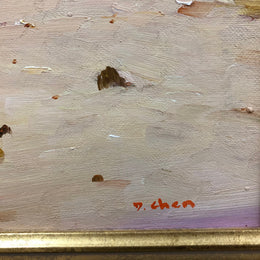 Beach Scene Oil On Board Painting By David Chen