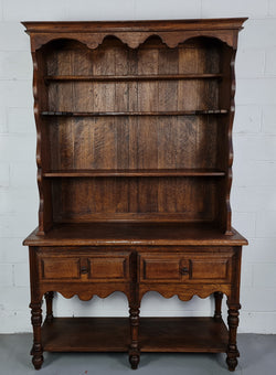 Rustic French Oak Three Shelf & Two Drawer Kitchen Dresser | Antique & Vintage | Moonee Ponds Antiques | Australia Wide Delivery