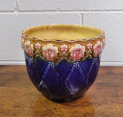 Charming Antique Cobalt Blue - Pink - Brown Small Jardinière | Antique & Vintage | Moonee Ponds Antiques | Australia Wide Delivery