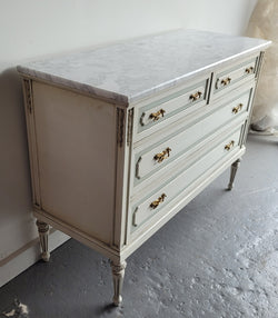 Charming Vintage French Louis 16th Style Original Chalk Painted Chest of Four Drawers | Antique & Vintage | Moonee Ponds Antiques | Australia Wide Delivery