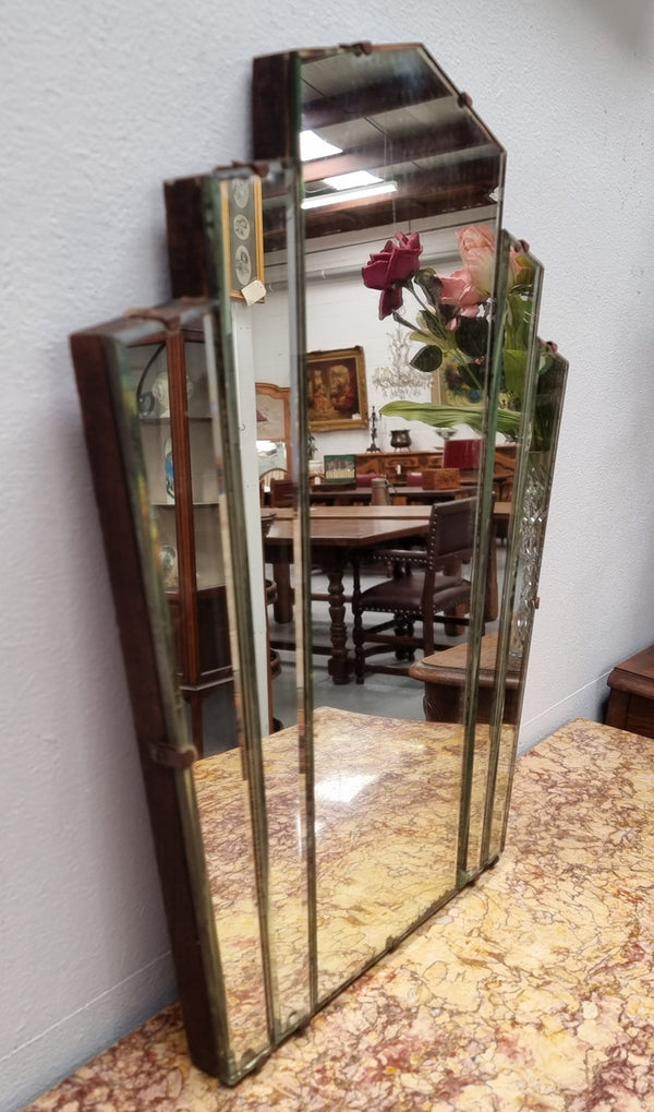 Original Art Deco fan shaped mirror, does show some ware but considering it's age in good condition. Please refer to photos.