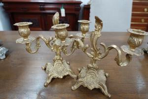 Pair Of Brass Candelabras