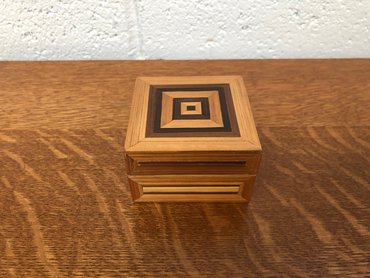 Vintage Square Parquetry Wooden Box