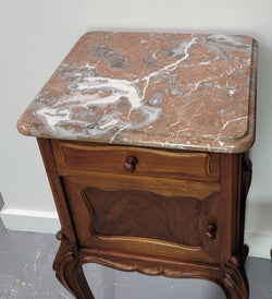 French Louis XV Style Walnut Marble Top Bedside Cabinets | Antique & Vintage | Moonee Ponds Antiques | Australia Wide Delivery